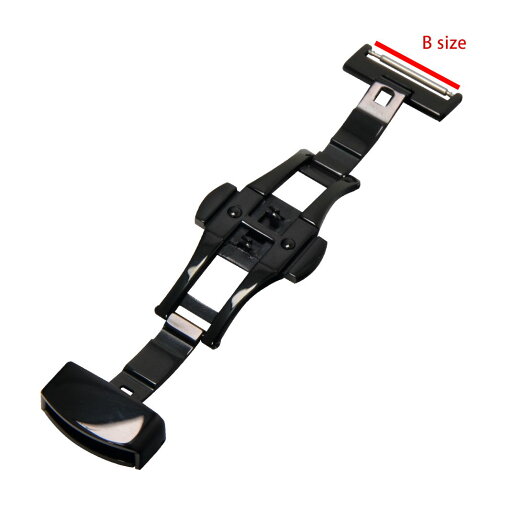 【装着してお届け】普及版ステンレス(304) Dバックル ミラーブラック 両開き 観音開き プッシュ式 Dバックル ブラック ステンレススチール CASSIS カシス 腕時計用バックル DKN_PBF D-BUCKLE 304 ピービーエフディーバックルスリーゼロフォー DKN_PBF304 時計ベルト