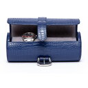 |[g h(Rapport LONDON) Navy Blue Crocodile effect Leather with a grey suede interior for eight watches