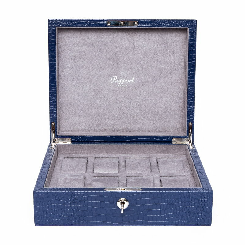 ラポート ロンドン(Rapport LONDON) Blue Crocodile Effect Leather Watch Box