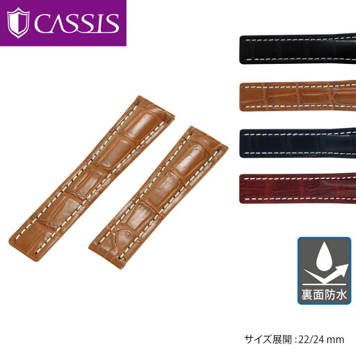 時計ベルト 22mm 時計 ベルト 24mm アリゲーター ワニ革 裏面防水 CASSIS カシス TYPE BRE 2 D ALLIGATOR タイプビーアールイーツーディーアリゲーター U1110A70 バンド 時計バンド 替えベルト 交換 簡単ベルト交換用工具付 腕時計ベルト 革ベルト 防水 夏 腕時計バンド