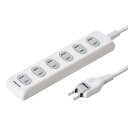 サンワサプライ(Sanwa Supply) 電源タップ 6個口・2P(10m) 火災予防安全 ホコリ防止シャッター 配線しやすいスイングプラグ ネームタグ付き ホワイト TAP-TSH610N