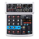 BOMGE-04F 4チャンネルdjオーディオサウンドミキサー、MP3 / USB Bluetooth、ステレオレコード/ 48V / 16 DSPエコーエフェクト、ライブブロードキャスト、カラオケ、パフォーマンス、教会の歌、音楽制作 (WHIET-04F)