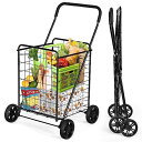GIANTEX ショッピングカート 折り畳み 4輪 耐荷重35kg ショッピングキャリー 買い物カート キャリーカート 折りたたみ式 大容量 収納便利 横押し 多用途 アウトドア 高齢者 プレゼント 荷物運搬 引越し 買い物 キャン 釣り ピクニックに最適 ブラック/シルバー (M-ブラック)