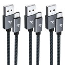 【1m+2m+2m 3本/黒】RAMPOW usb c ケーブル タイプc ケーブル 急速充電 QuickCharge3.0対応 USB2.0規格 iPhone16/iPhone15シリーズ充電ケーブル Sony Xperia/Samsung/Asus Zenfone/Fujitsu Arrows/PS5コントローラー タイプc多機種対応 在宅勤務支援