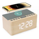 ANJANK 木製目覚まし時計付きBluetoothスピーカー、FM ラジオ、ワイヤレス充電器、USB 充電ポート、0~100% 調光器、スリープタイマー、デジタル時計付きLEDディスプレイ、おしゃれ置き時計、寝室、ベッドサイド、デスク、卓上用(ナチュラル)