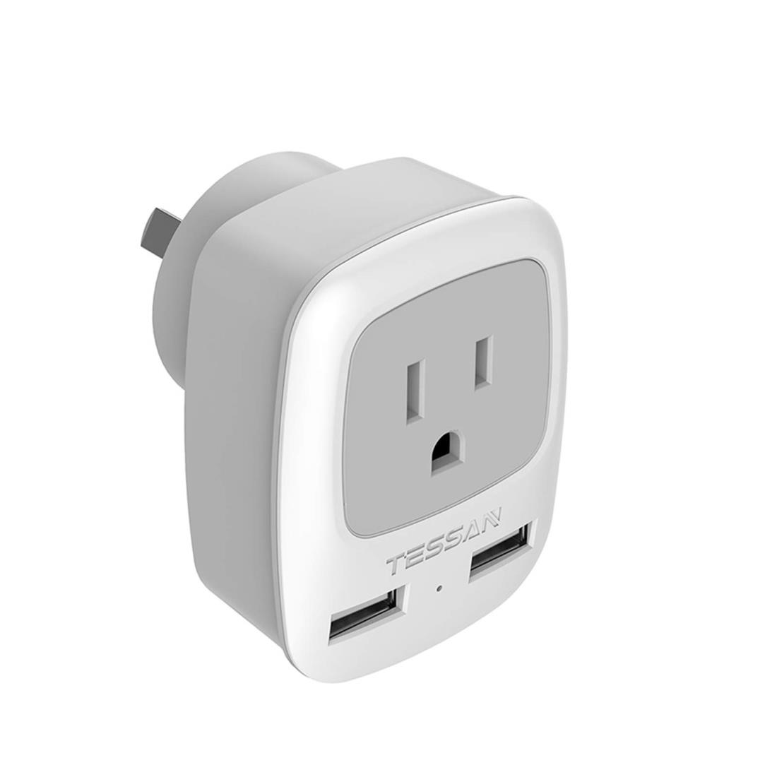 変換プラグ Oタイプ 2USBポート付き TESSAN コンセント 変換プラグ o型 アダプター オーストラリア/中国/ニュージーランド/アルゼンチンなどの国に対応 海外プラグo 海外旅行用 電源プラグ o コンセント