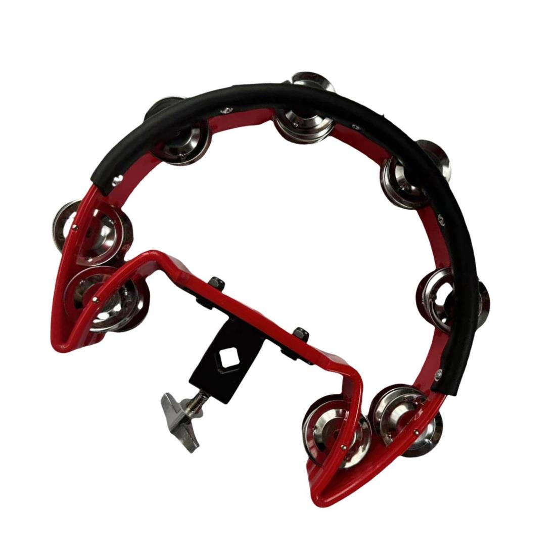 Deevoka ハイハット タンバリン ドラムセット ハンドベル ガラガラ楽器 ドラムセット スタンドハイハットタンバリン 手持ちの打楽器 ポータブルタンバリン ハイハット ステンレススチール シェーカー ドラム愛好家用 子供用, 赤