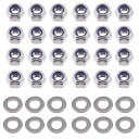 Aurooooa 50個入 M6 六角ロックナット ナイロン ロック ナット 高さ6mm 六角幅10mm 304ステンレス鋼 ナイロンインサートセルフロック