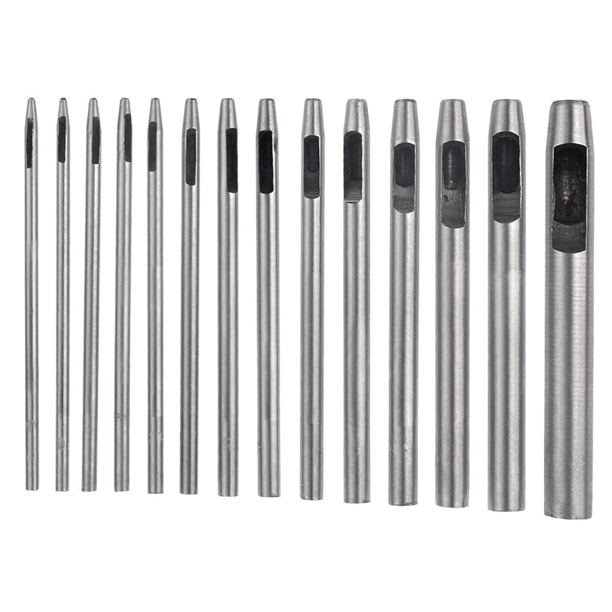 穴あけポンチ パンチ 穴あけポンチ ポンチセット 14本 0.5mm、0.6mm、0.8mm、1mm、1.5mm、2mm、2.5mm、3mm、3.5mm、4mm、4.5mm、5mm、6mm、7mm