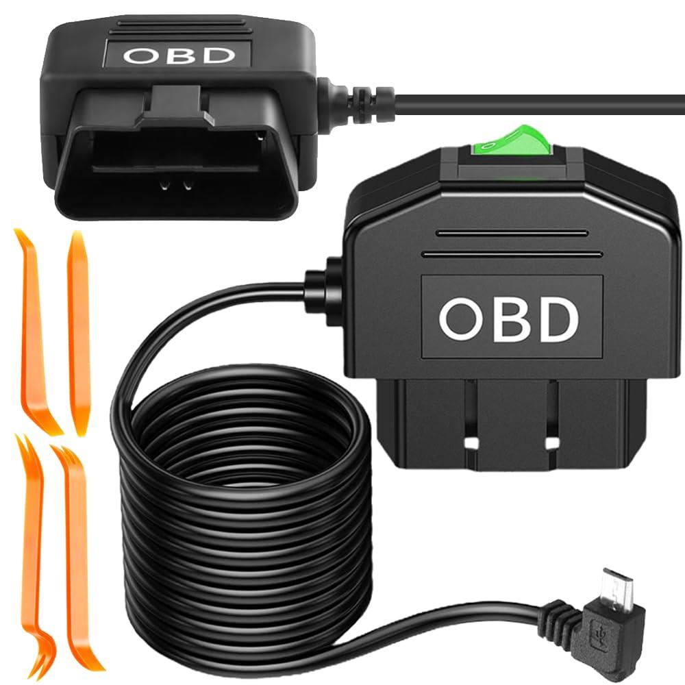 Xiatiaosann ダッシュカメラ用OBD電源ケーブル、OBD2からタイプCへのスイッチボタン付 ...