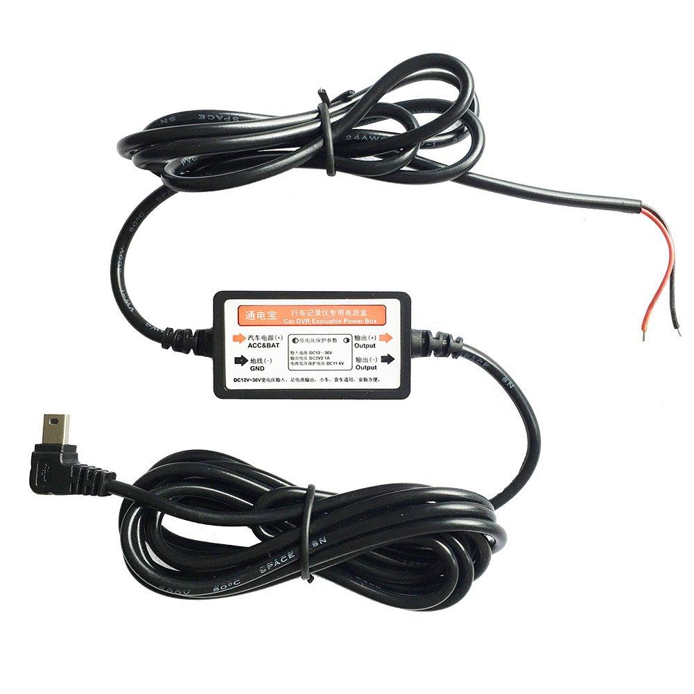 ドライブレコーダー用 電源ケーブル miniUSB電源直結コード 降圧ケーブル 駐車監視 12V/2 ...