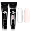 TOMICCA ポリジェル 長さ出しジェル ジェルネイル 長さ出し 2本 15g UV/LEDライト対応 初心者用 (クリア +ライトピンク)