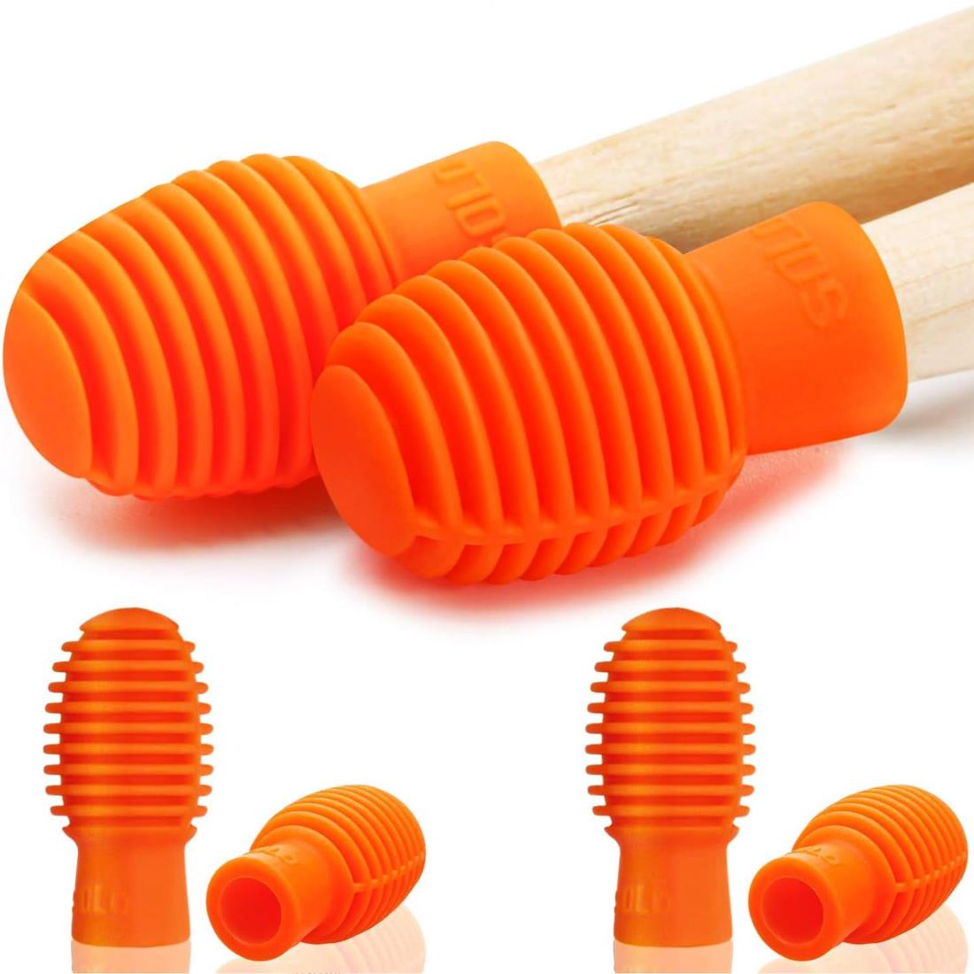 Roczential 4個ドラムスティックチップカバー ドラムスティックミュートダンパー チップサポーター シリコン ドラムスティックサイレンス チップ 保護キ...