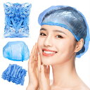Annhua シャワーキャップ 使い捨て 100枚入り ヘアキャップ 使い捨て ビニールキャップ PE製 高伸縮性 フリーサイズ 透明 ヘアキャップ 個包装 お風呂 髪染めキャップ ヘアカラー用 旅行 男女兼用 ブルー