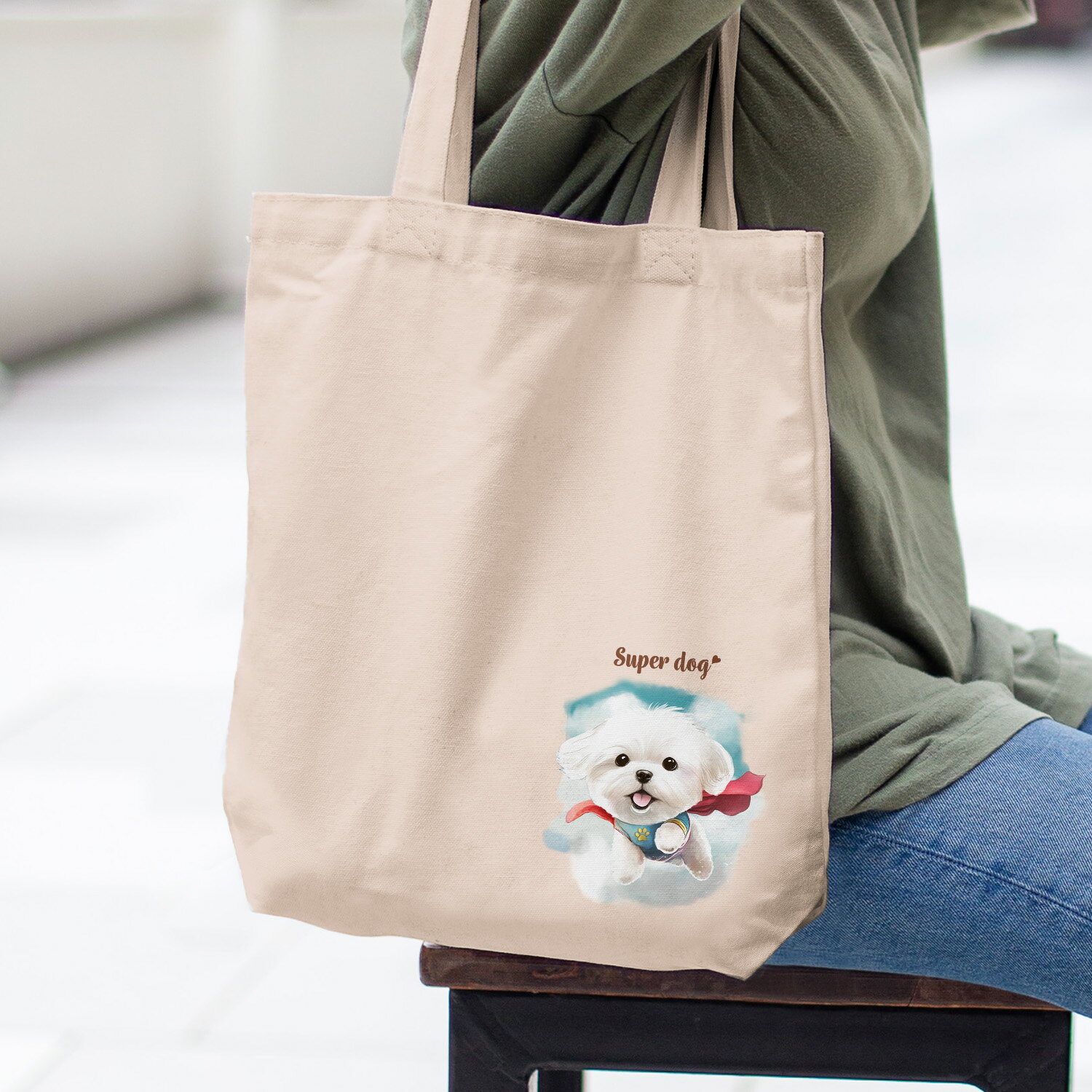 マルチーズ 犬 お散歩バッグ かわいい 名入れ無料 キャンバス トートバッグ ペット 犬グッズ ギフト プレゼント うちの子 おしゃれ 名前入り 名入り バッグ 母の日 コーギーブラザーズ 【 ヒーロー シリーズ 】 MLTCBBG