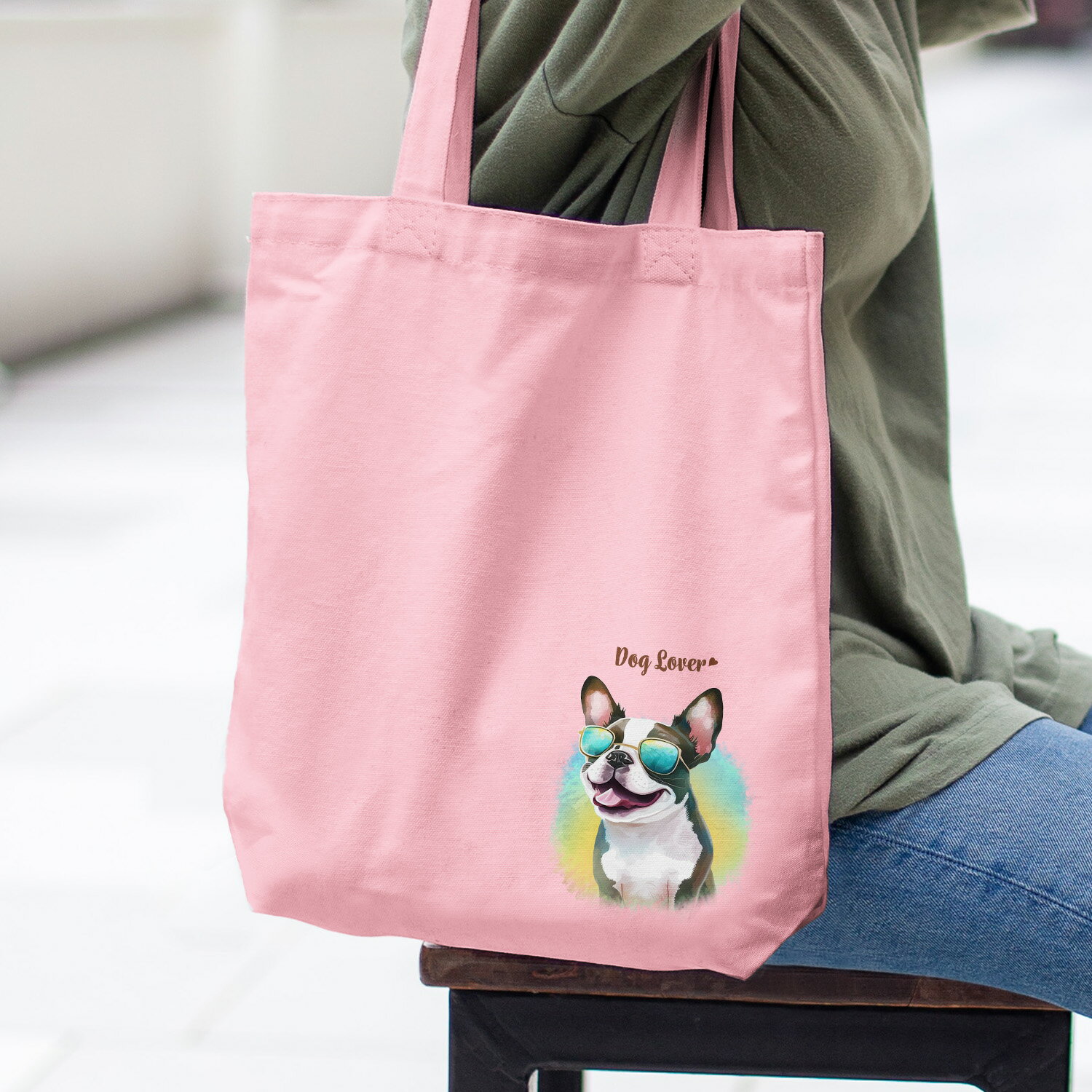ボストンテリア 犬 お散歩バッグ かわいい 名入れ無料 キャンバス トートバッグ ペット 犬グッズ ギフト プレゼント うちの子 おしゃれ 名前入り 名入り バッグ 母の日 コーギーブラザーズ 【 グラサン シリーズ】 BSTGBBG