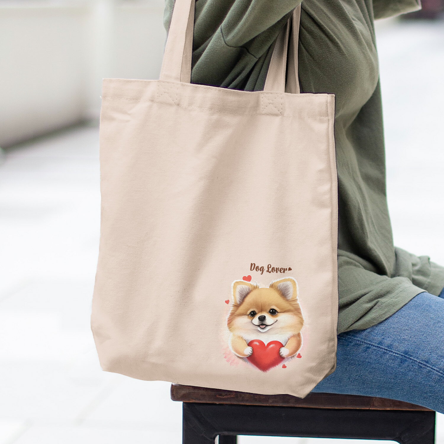 ポメラニアン 犬 お散歩バッグ かわいい 名入れ無料 キャンバス トートバッグ ペット 犬グッズ ギフト プレゼント うちの子 おしゃれ 名前入り 名入り バッグ 母の日 コーギーブラザーズ 【 キュンですシリーズ 】 PMRVBBG