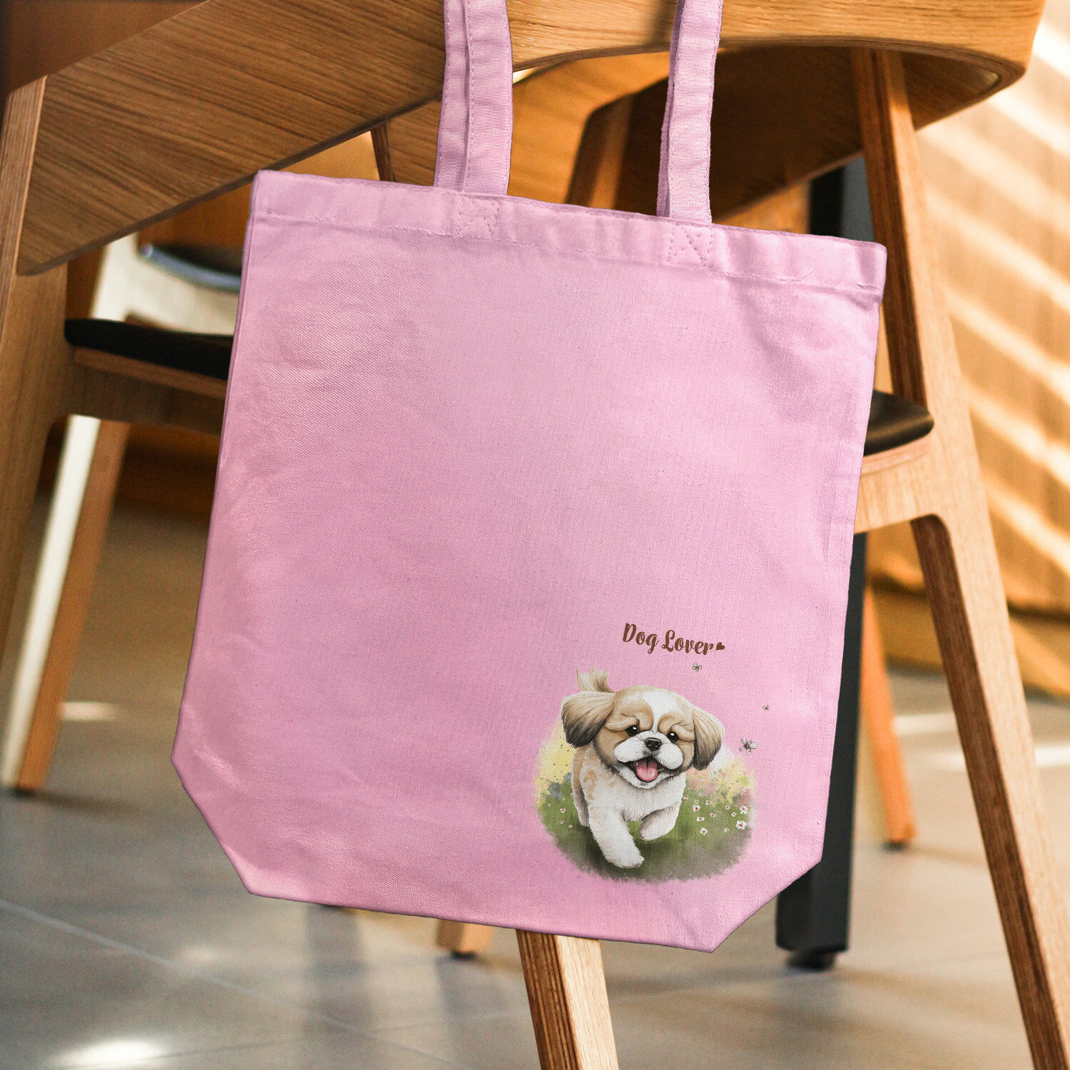 シーズー 犬 お散歩バッグ かわいい 名入れ無料 キャンバス トートバッグ ペット 犬グッズ ギフト プレゼント うちの子 おしゃれ 名前入り 名入り バッグ 母の日 コーギーブラザーズ 【自然に囲まれたシリーズ】 SZUWBBG