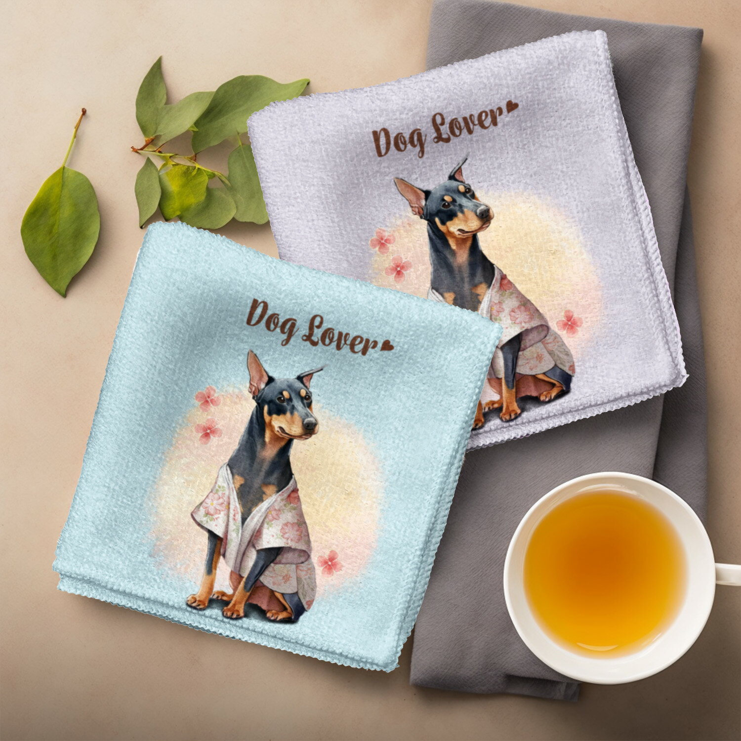 ドーベルマン 犬 ハンカチ かわいい 名入れ無料 2枚セット ペット うちの子 犬グッズ 犬イラスト プレゼント ギフト 名入れ 名前入り おしゃれ 誕生日 母の日 贈り物 コーギーブラザーズ 【 晴れ着姿 シリーズ】 DBMHHND