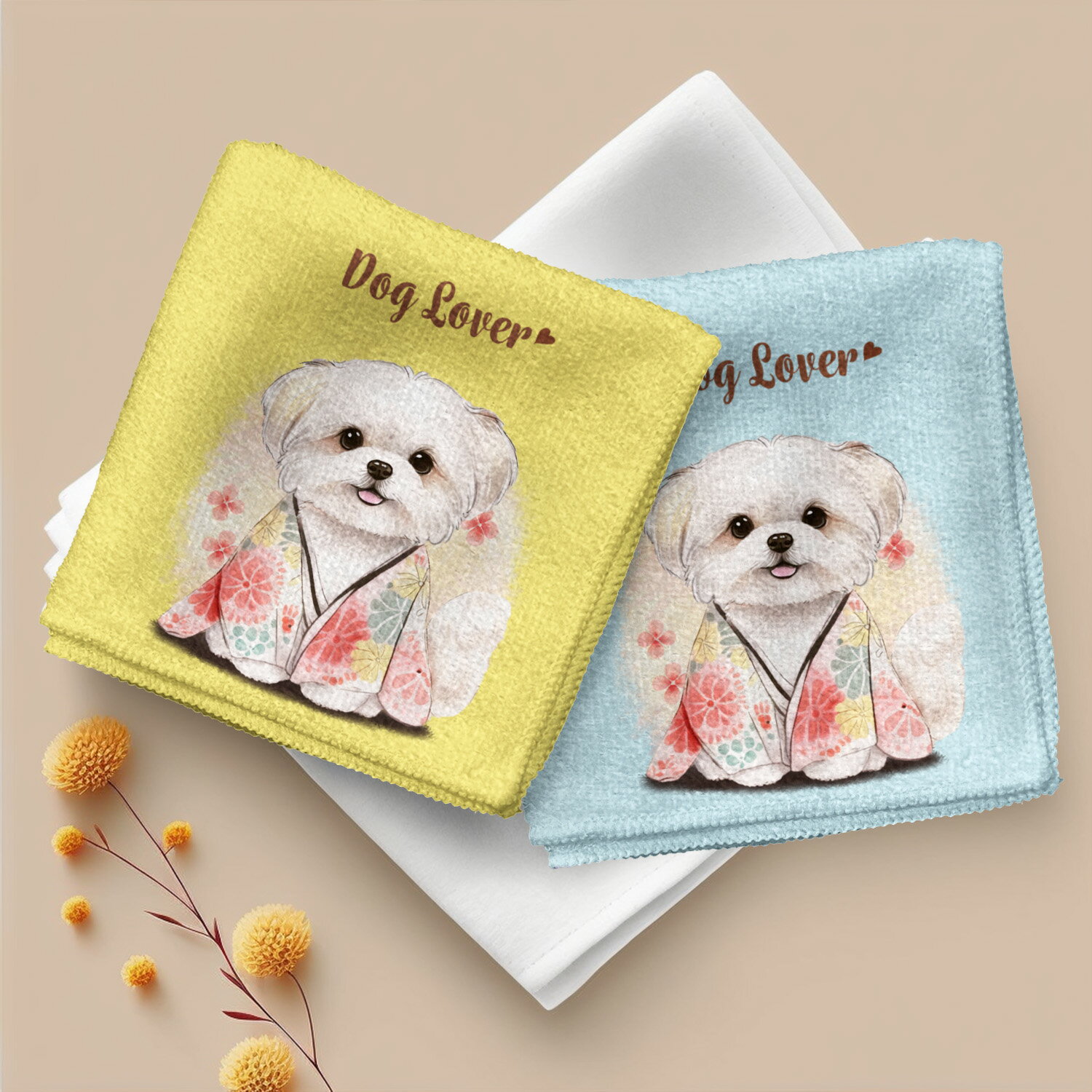 マルチーズ 犬 ハンカチ かわいい 名入れ無料 2枚セット ペット うちの子 犬グッズ 犬イラスト プレゼント ギフト 名入れ 名前入り おしゃれ 誕生日 母の日 贈り物 コーギーブラザーズ 【 晴れ着姿 シリーズ】 MLTHHND