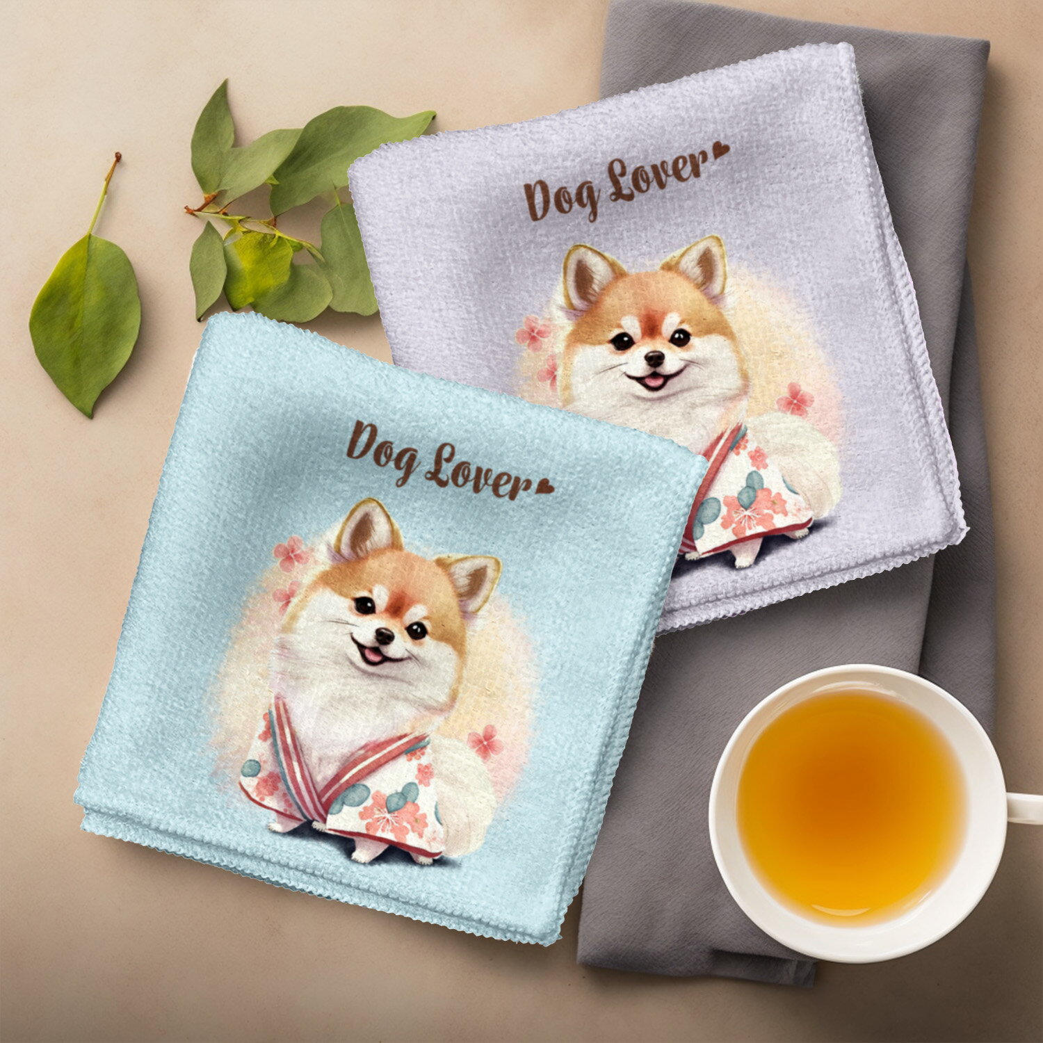 ポメラニアン 犬 ハンカチ かわいい 名入れ無料 2枚セット ペット うちの子 犬グッズ 犬イラスト プレゼント ギフト 名入れ 名前入り おしゃれ 誕生日 母の日 贈り物 コーギーブラザーズ 【 晴れ着姿 シリーズ】 PMRHHND