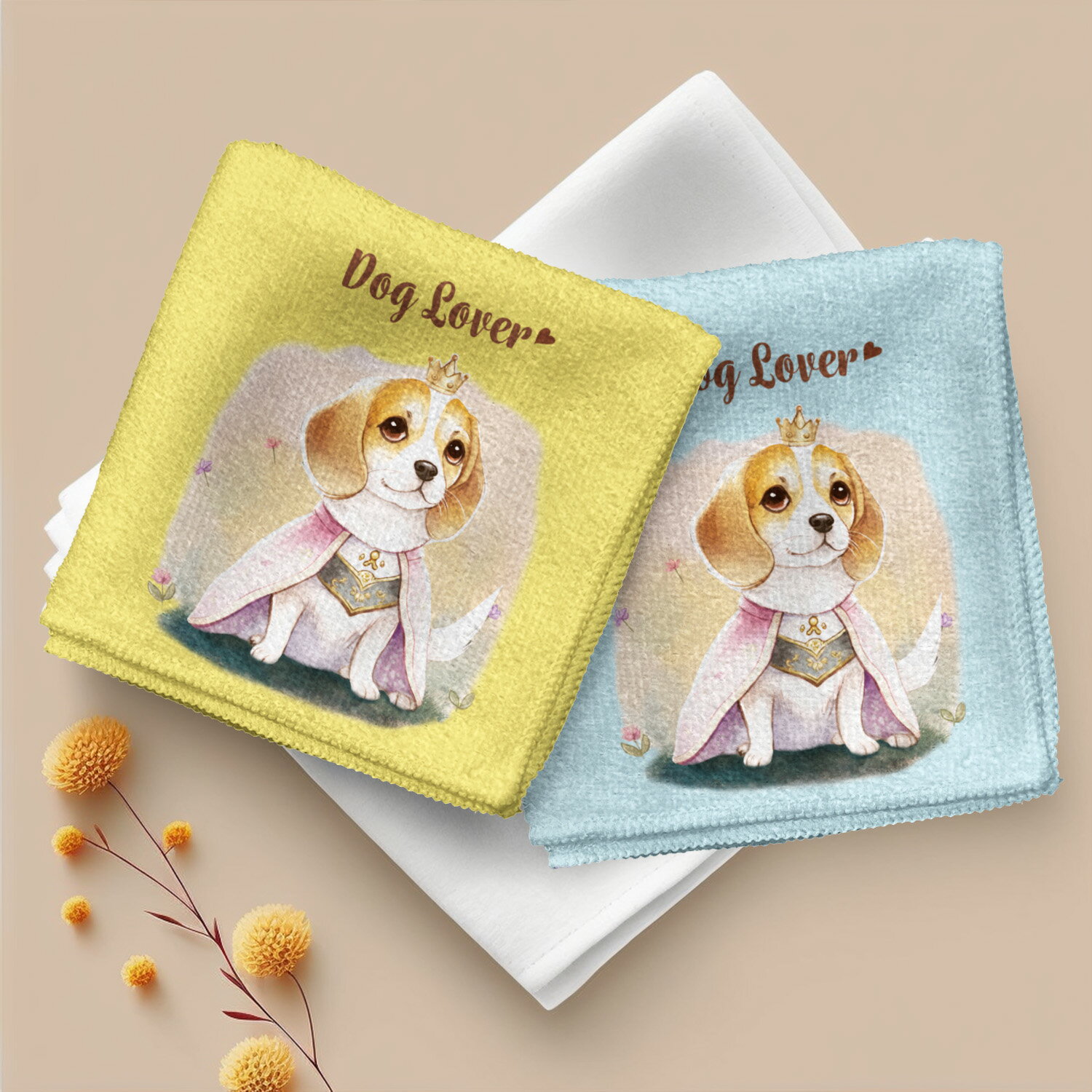 ビーグル 犬 ハンカチ かわいい 名入れ無料 2枚セット ペット うちの子 犬グッズ 犬イラスト プレゼント ギフト 名入れ 名前入り おしゃれ 誕生日 母の日 贈り物 コーギーブラザーズ 【 ロイヤル シリーズ】 BGLPHND