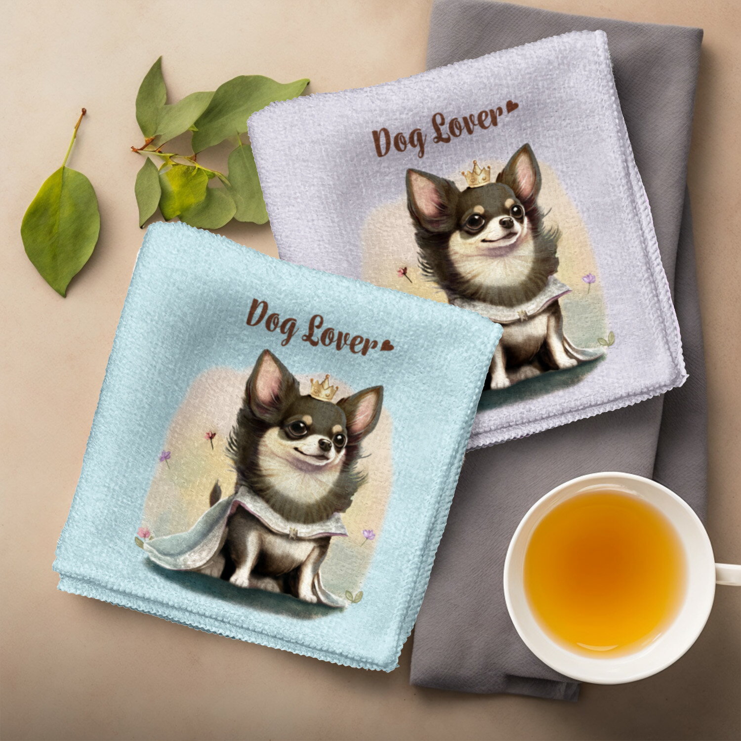 チワワ 犬 ハンカチ かわいい 名入れ無料 2枚セット ペット うちの子 犬グッズ 犬イラスト プレゼント ギフト 名入れ 名前入り おしゃれ 誕生日 母の日 贈り物 コーギーブラザーズ 【 ロイヤル シリーズ】 CHLPHND