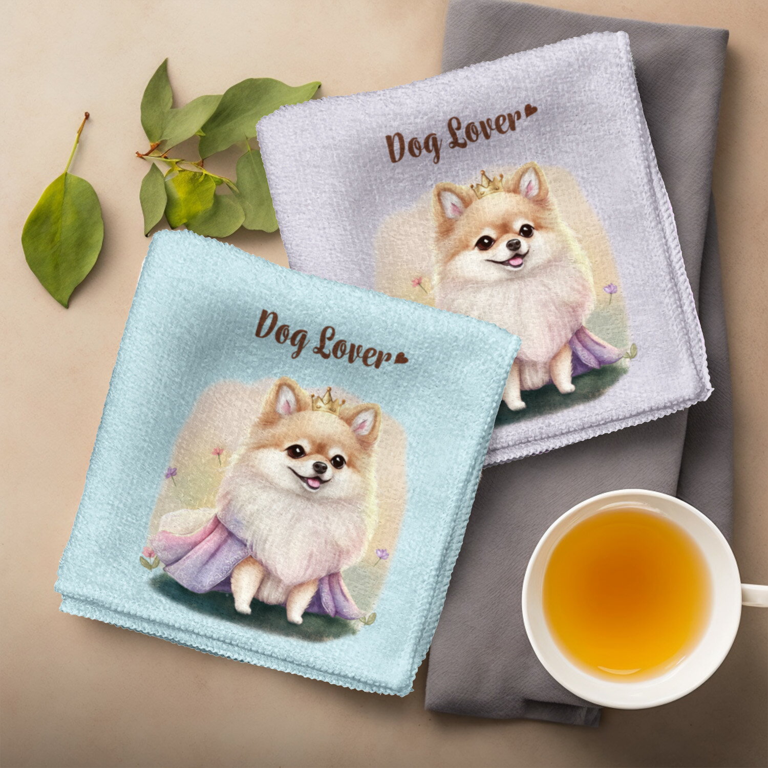 ポメラニアン 犬 ハンカチ かわいい 名入れ無料 2枚セット ペット うちの子 犬グッズ 犬イラスト プレゼント ギフト 名入れ 名前入り おしゃれ 誕生日 母の日 贈り物 コーギーブラザーズ 【 ロイヤル シリーズ】 PMRPHND