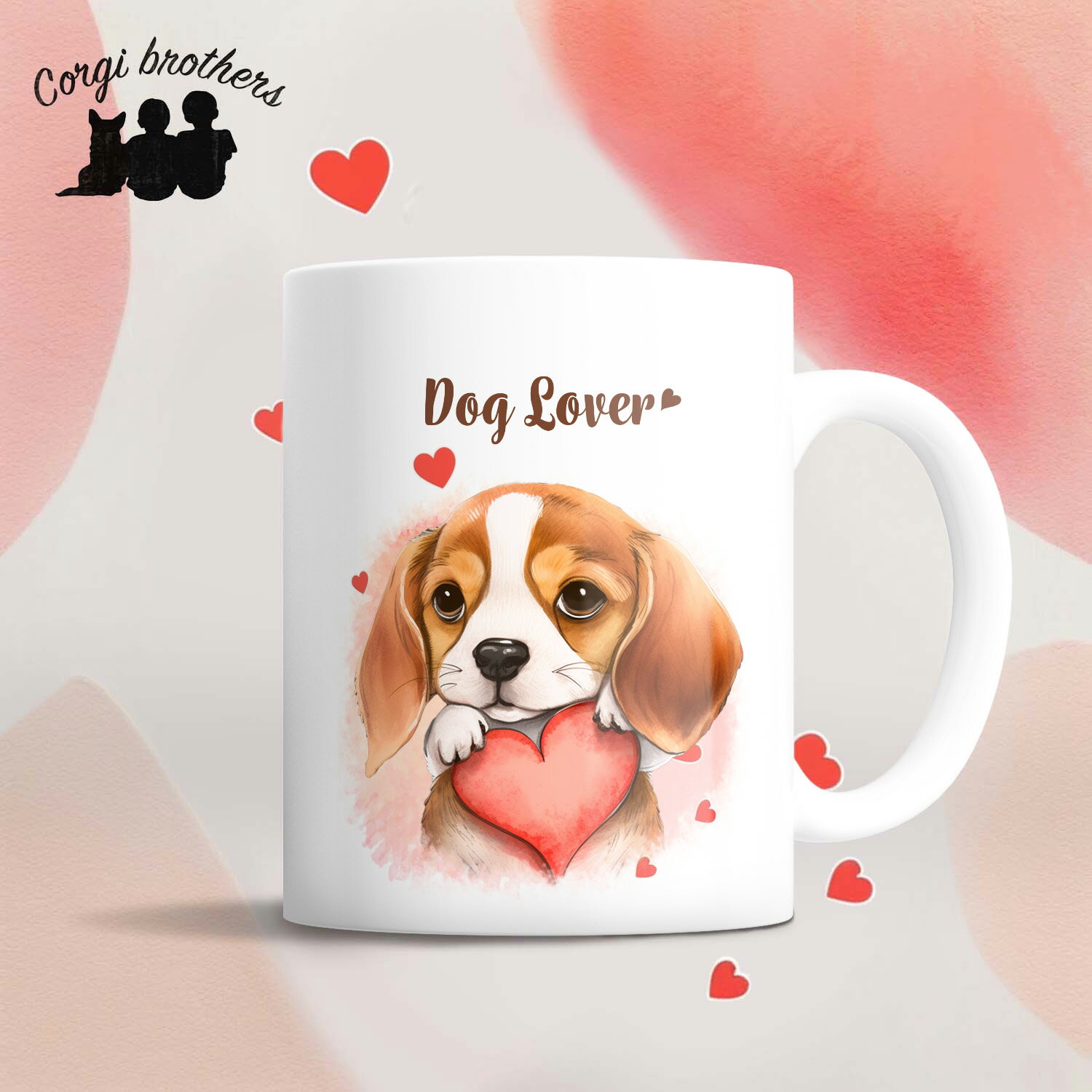 ビーグル 犬 マグカップ かわいい 名入れ無料 ペット うちの子 プレゼント ギフト 犬グッズ 犬イラスト 名入れ 両面プリント 誕生日 母の日 贈り物 ノベルティ コーギーブラザーズ 【 キュンですシリーズ 】 BGLVMUG
