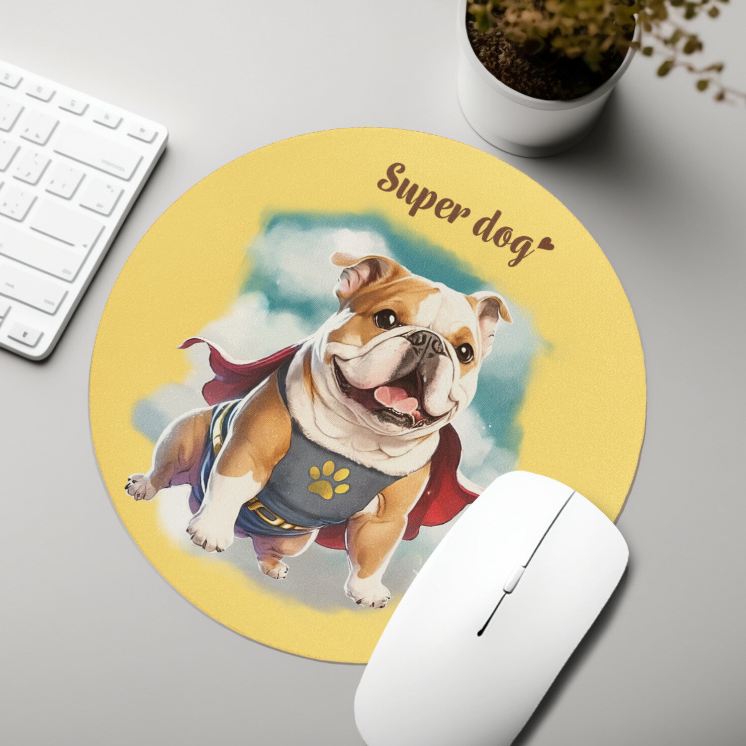 ブルドッグ 犬 マウスパッド かわいい 名入れ無料 ペット うちの子 犬グッズ 犬イラスト パステルカラー ギフト プレゼント 名入れ 誕生日 母の日 贈り物 ノベルティ コーギーブラザーズ 【 ヒーロー シリーズ 】 EBDCMSP