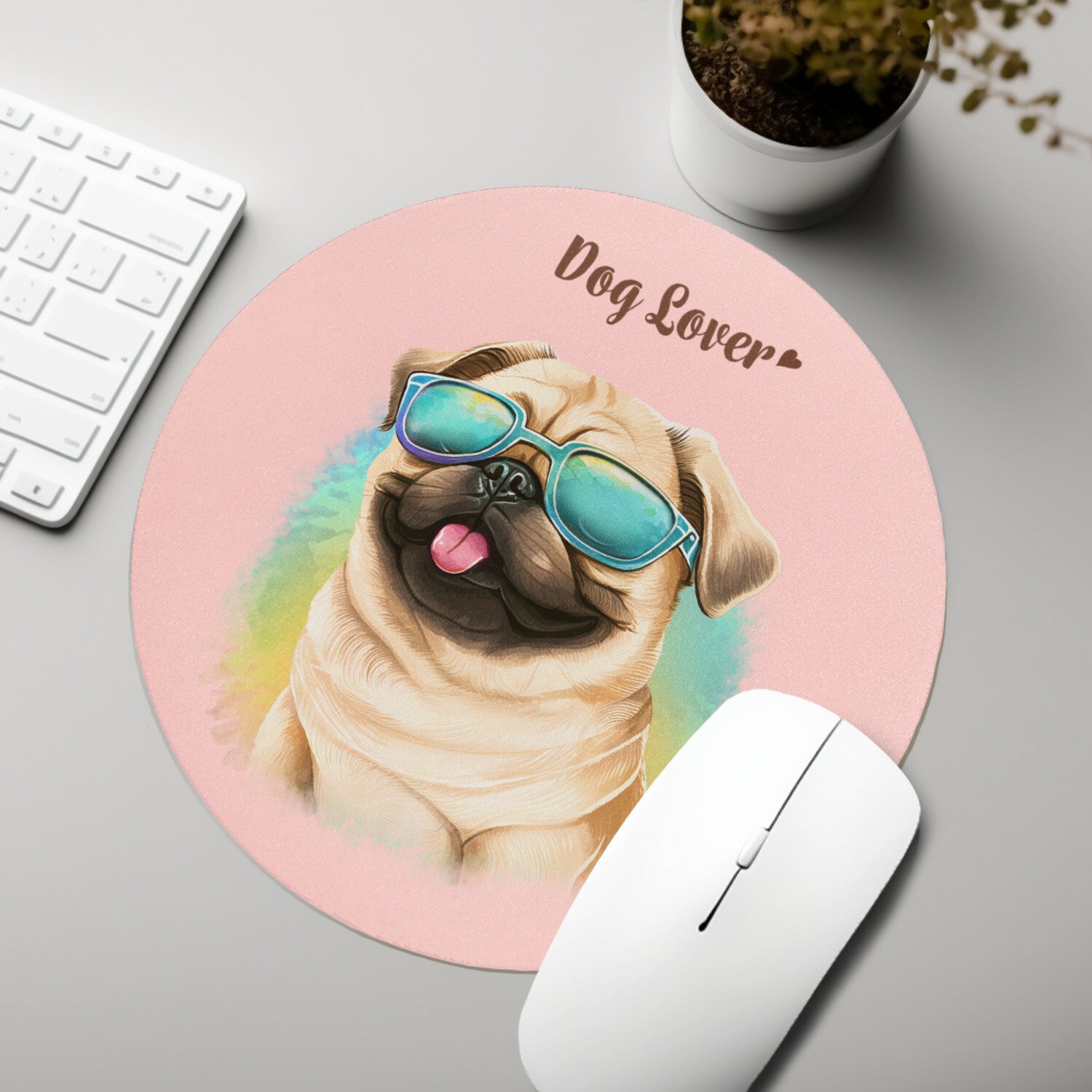 パグ 犬 マウスパッド かわいい 名入れ無料 ペット うちの子 犬グッズ 犬イラスト パステルカラー ギフト プレゼント 名入れ 誕生日 母の日 贈り物 ノベルティ コーギーブラザーズ 【 グラサン シリーズ】 PUGGMSP