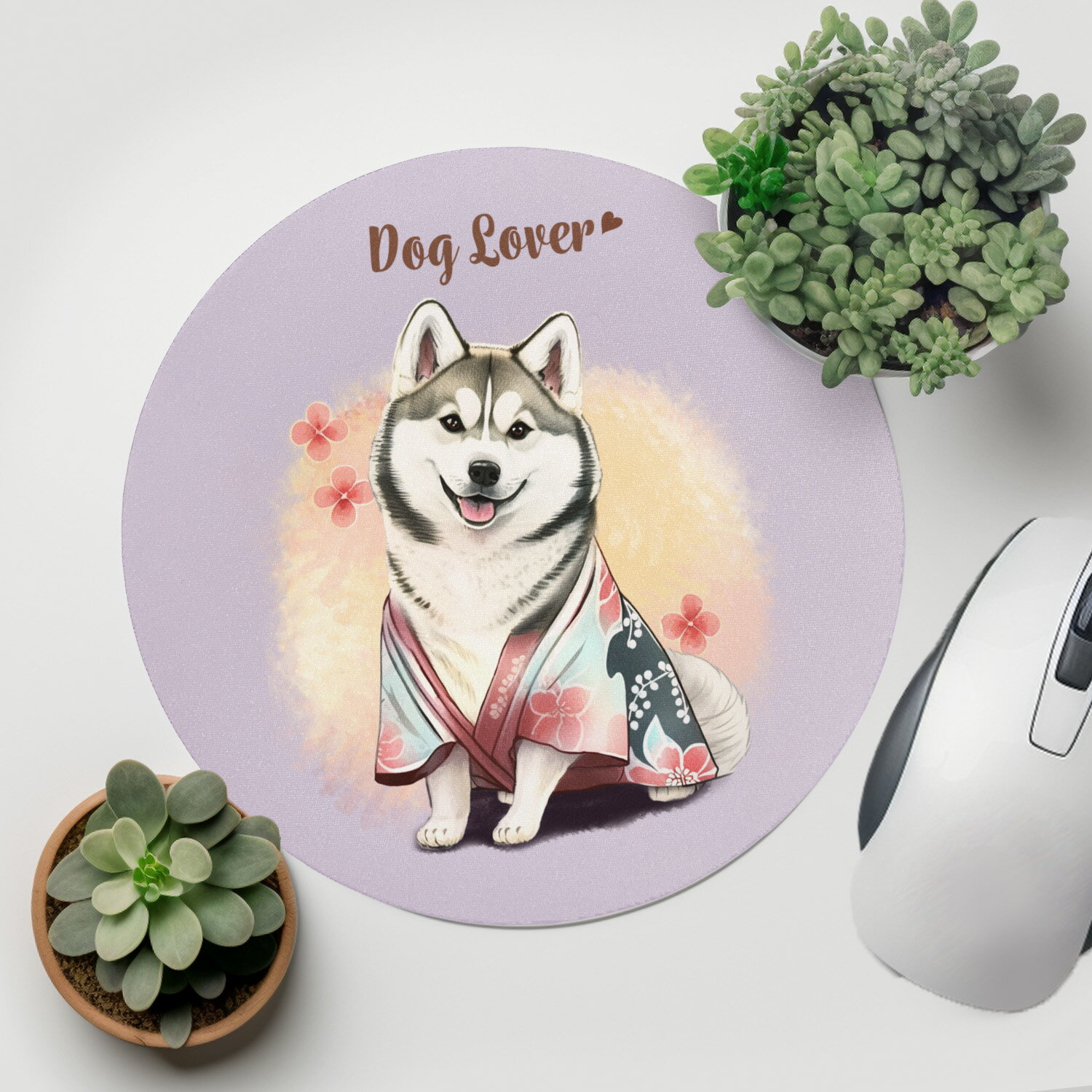 シベリアンハスキー 犬 マウスパッド かわいい 名入れ無料 ペット うちの子 犬グッズ 犬イラスト パステルカラー ギフト プレゼント 名入れ 誕生日 母の日 贈り物 ノベルティ コーギーブラザーズ 【 晴れ着姿 シリーズ】 HSKHMSP