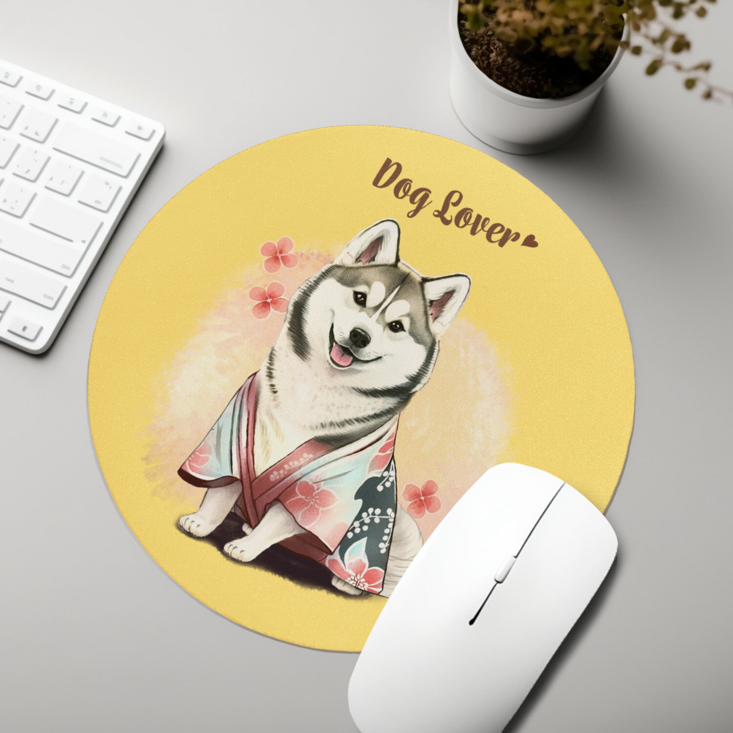 シベリアンハスキー 犬 マウスパッド かわいい 名入れ無料 ペット うちの子 犬グッズ 犬イラスト パステルカラー ギフト プレゼント 名入れ 誕生日 母の日 贈り物 ノベルティ コーギーブラザーズ 【 晴れ着姿 シリーズ】 HSKHMSP