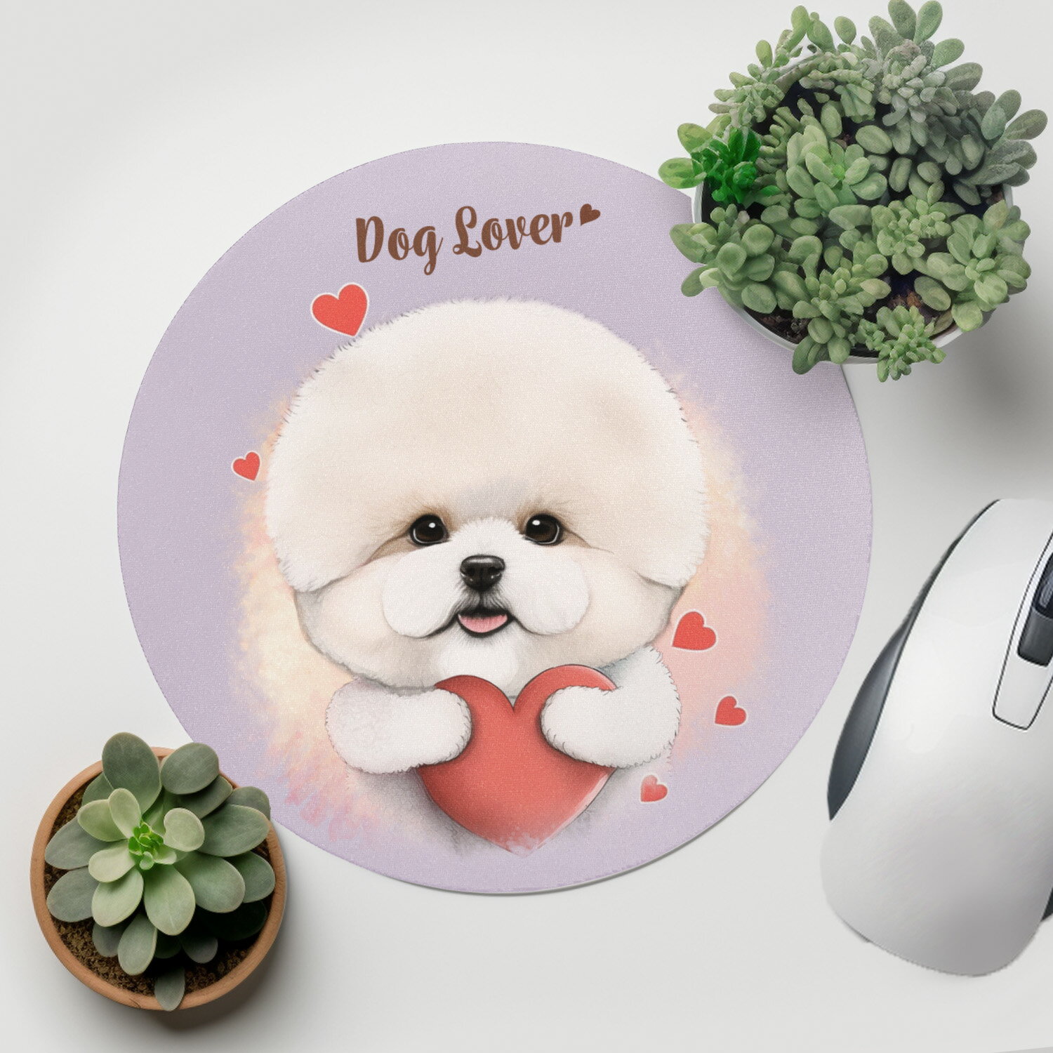 ビションフリーゼ 犬 マウスパッド かわいい 名入れ無料 ペット うちの子 犬グッズ 犬イラスト パステルカラー ギフト プレゼント 名入れ 誕生日 母の日 贈り物 ノベルティ コーギーブラザーズ 【 キュンですシリーズ 】 BCFVMSP