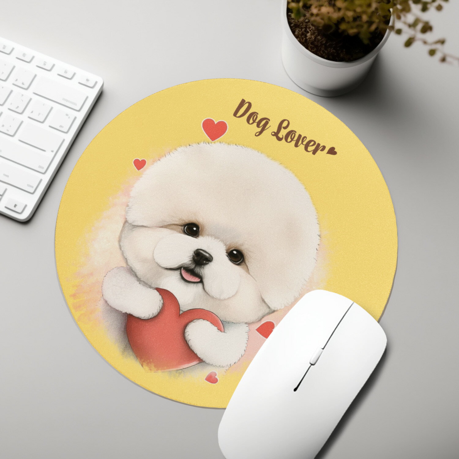 ビションフリーゼ 犬 マウスパッド かわいい 名入れ無料 ペット うちの子 犬グッズ 犬イラスト パステルカラー ギフト プレゼント 名入れ 誕生日 母の日 贈り物 ノベルティ コーギーブラザーズ 【 キュンですシリーズ 】 BCFVMSP