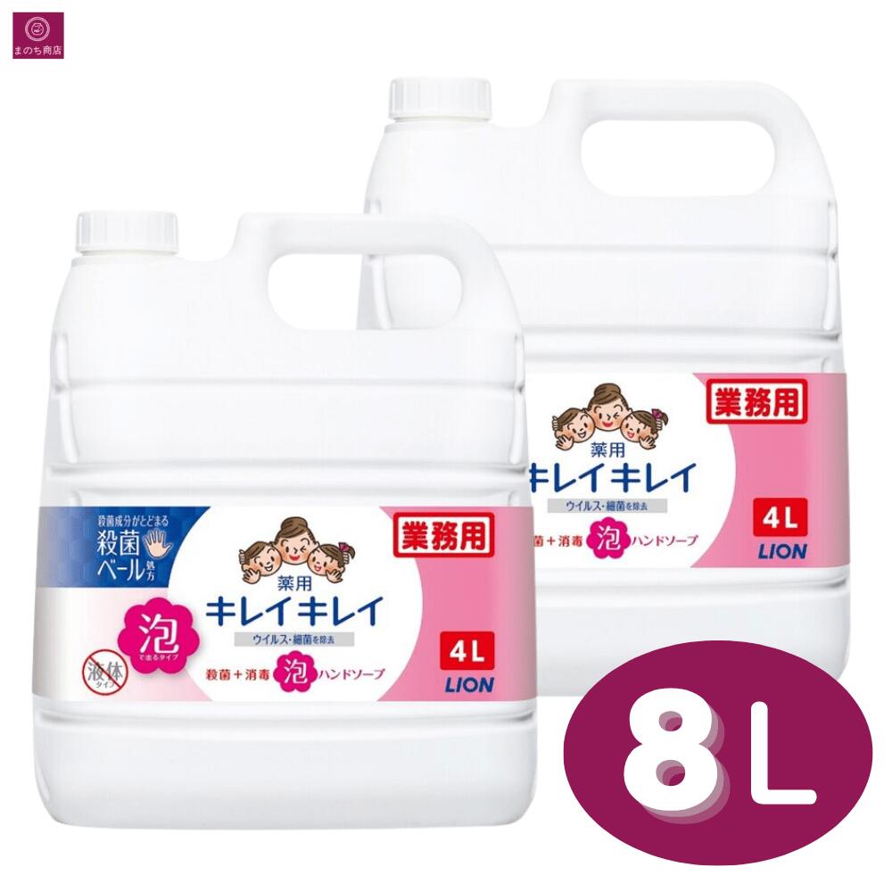 Rakuten - 【2個】 キレイキレイ 泡ハンドソープ 薬用 8L（4L×2） 業務用 泡で出るタイプ シトラスフルーティーの香り 大容量 特大 まとめ買い 買い置き 2コ 4リットル LION 手洗い石鹸 石鹸 泡 コストコ