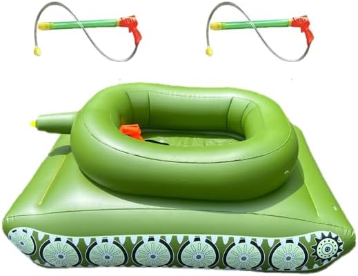 戦車型浮き輪 フロート 浮輪 うきわ 改良 水鉄砲2個付 ウォーターシューター バトル 射撃対戦 ユニーク 船 ボート 夏 プール 海 浮く 海水浴 川遊び 水遊び ビーチ 水遊びグッズ 夏 子ども おもちゃ(浮き輪 大）のサムネイル