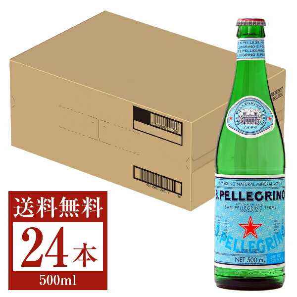 【送料無料】サンペレグリノ 炭酸入りナチュラルミネラルウォーター 瓶 500ml 24本入り 1ケース 炭酸水 他商品と同梱不可 包装不可