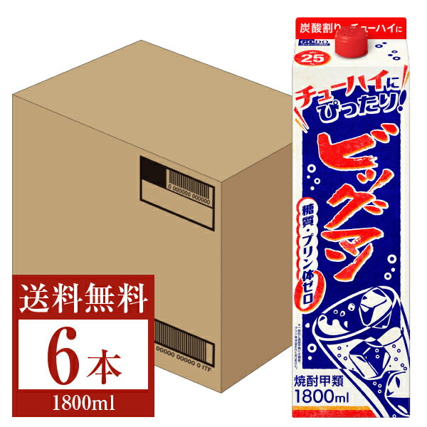 1986年の発売以来、すっきりとした味わいとビッグな容量で多くの人々に愛されるビッグマン。 商品のメインテーマは「男の心意気」。墨痕あざやかな「ビッグマン」の文字をラベルに描いた、発売当時には珍しい2.7Lの大容量ペットボトル商品として誕生しました。 翌年の1987年5月には、現在の主流サイズである、さらにビッグな4Lサイズが登場。 発売以来30年以上が経ち、ビッグマンには、さまざまな容量や味わいのラインアップが増えていますが、力強い文字ラベルとそのクリアな味わいは当時から変わっていません。 ITEM INFORMATION すっきりした飲みやすさ さまざまな飲み方で 自由に楽しめるビッグな焼酎 合同酒精 ビッグマン 25度 焼酎甲類 糖質・プリン体ゼロ ビッグマンは、連続式蒸留機による蒸留を繰り返すことにより、すっきりした飲みやすさを実現したピュアな味わいの甲類焼酎です。 ロック・水割り・お湯割りからハイボールやジュース割り、ウーロン茶割りなど、ひと手間加えた飲み方まで自由に楽しめるビッグな焼酎です。美味しいおつまみと一緒にお楽しみください。 商品仕様・スペック 生産者合同酒精株式会社（オエノングループ） 商品名ビッグマン タイプ焼酎甲類 度数25.00度 原材料糖蜜 内容量1800ml ※ラベルのデザインが掲載の画像と異なる場合がございます。ご了承ください。※梱包の仕様によりまして、包装・熨斗のご対応は不可となります。