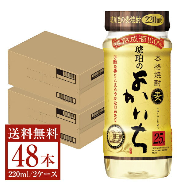 【送料無料】 宝酒造 寶 宝焼酎 本格焼酎 琥珀のよかいち 麦 25度 ペットカップ 220ml×24本 2ケース（48本） 麦焼酎 宮崎 宝 琥珀のよかいち 包装不可 他商品と同梱不可 クール便不可