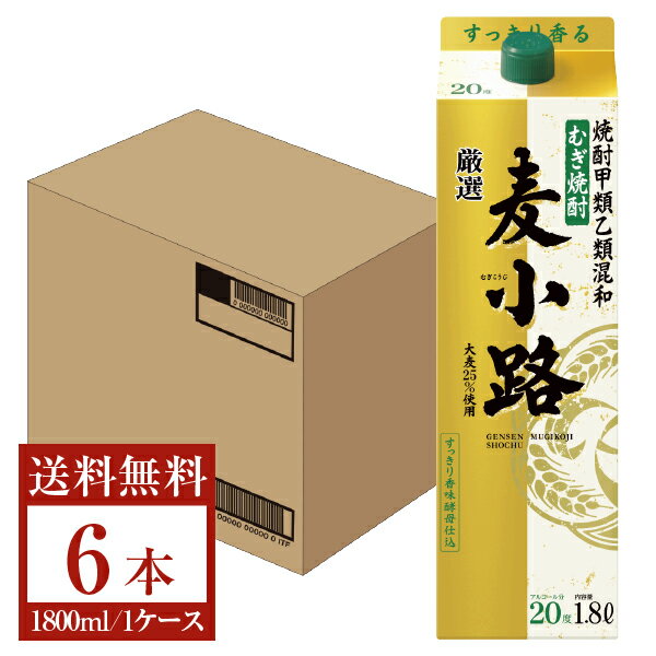 【送料無料】 宝酒造 寶 宝焼酎 むぎ焼酎 厳選 麦小路 20度 紙パック 1800ml 1.8L×6本 1ケース 甲類乙類麦混和焼酎 宝 麦小路 甲乙混和 焼酎 包装不可 他商品と同梱不可 クール便不可 1