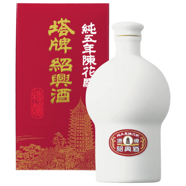 宝酒造 紹興酒塔牌 純五年陳花彫玉珠白磁 500ml 壺 中国 包装不可