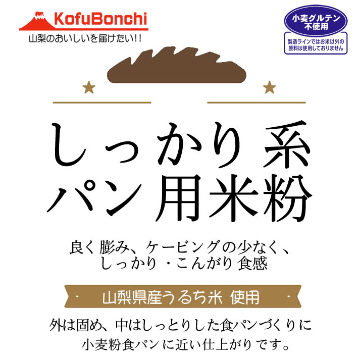 しっかり系 パン用 米粉 （山梨県産米使用） 900g（投函便） ホームべカリーで3回分です。