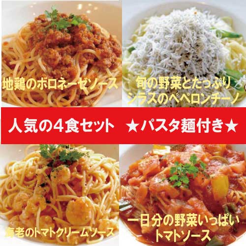 【送料無料】人気のパスタソース4食セット(麺400g付き)【ナチュラルグレース】【クール便】【送料無料】