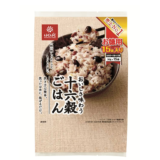 はくばく 十六穀ごはん お徳用 1ケース(30gx15袋入りが6袋分)16種類の雑穀をおいしく配合♪