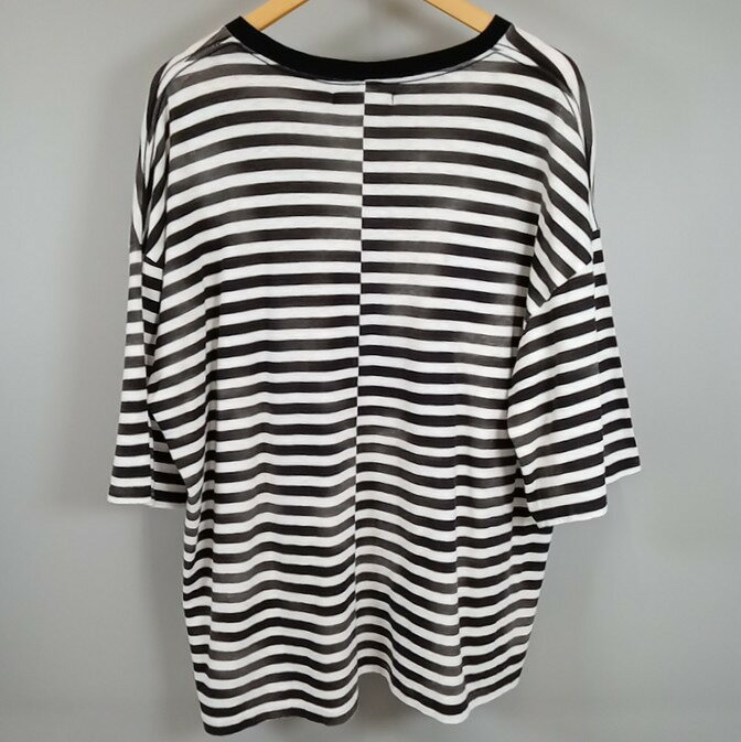 MINEDENIM マインデニム 23SS Hazy Border Uneven Loose T-SH 掠れボーダーTシャツ メンズ ブラック×ホワイト size XL 2306-6001-07 【中古】