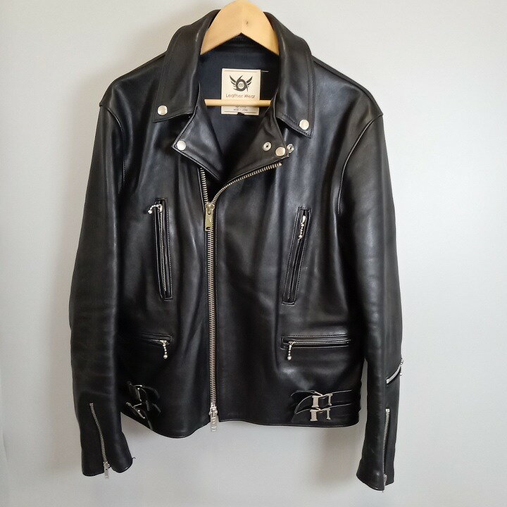 666 トリプルシックス LJM-1TFL TIGHT FIT U.K. SIDE BELT LEATHER JACKET サイドベルト ライダースジャケット メンズ ブラック 黒 size 40 【中古】