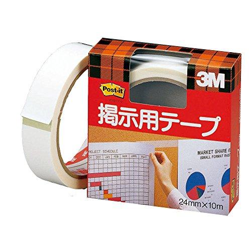 片面がしっかり貼れる粘着剤、もう片面が貼ってはがせる粘着剤の両面テープです。 掲示物を傷めることなく貼ったりはがしたりできます。 案内掲示、食堂・レストランのメニュー掲示、図面貼りなどに。 ●色：白 ●幅(mm)：24 ●長さ(m)：10 ●厚さ(mm)：0.2 ●強弱両面テープ：材質／仕上 ●基材：ポリエステルフィルム ●粘着剤：アクリル系 ●原産国（名称）：日本 ●質量：70g
