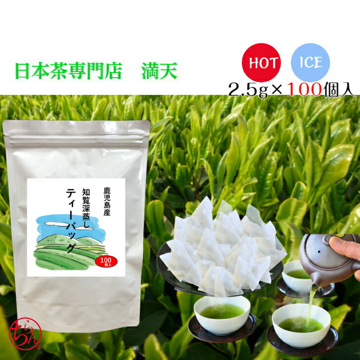 緑茶 ティーバッグ お茶 日本茶 知覧茶 ちらん茶 大容量 お徳用 2.5g×100個 知覧 国産 緑茶パック お茶パック ティーパック プレゼント おいしい おすすめ 送料無料 おうちカフェ 手軽 簡単 ギフト プレゼント プチギフト お歳暮 お中元　水出し