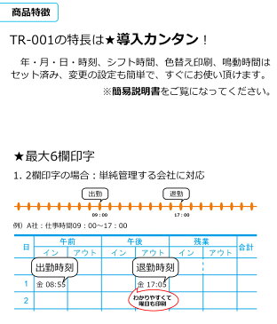 TOKAI タイムレコーダー【タイムカード 150枚付】タイムカード レコーダー 本体 小型 TOKAI TR-001S 4欄 6欄印字可能 壁掛け対応 多機能 取替用 インクリボン付属 両面印字モデル 国内メーカー 1年保証 即納 あす楽 送料無料